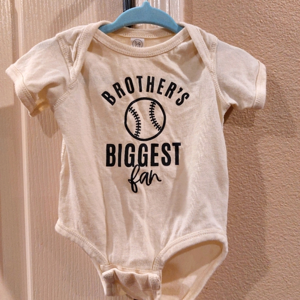 Brother's Biggest Fan baseball short sleeve bodysuit onesie (VGUC)